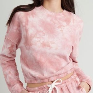 Pink garage cropped sweatshirt